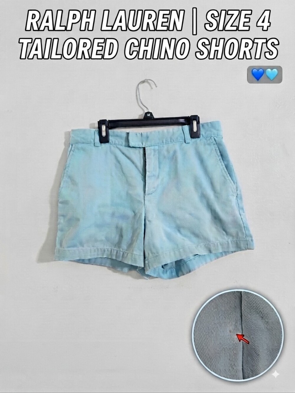 ​Ralph Lauren Light Blue Cotton Tailored Shorts Size 4 🩵